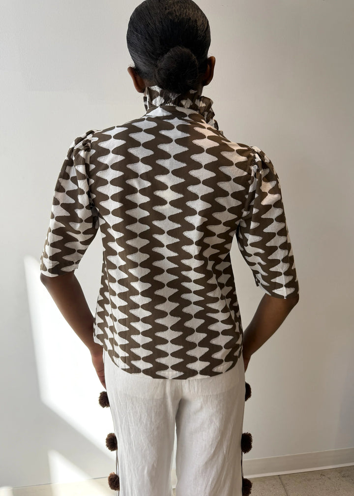 Frilled Buttondown | Tribal Zig Zag