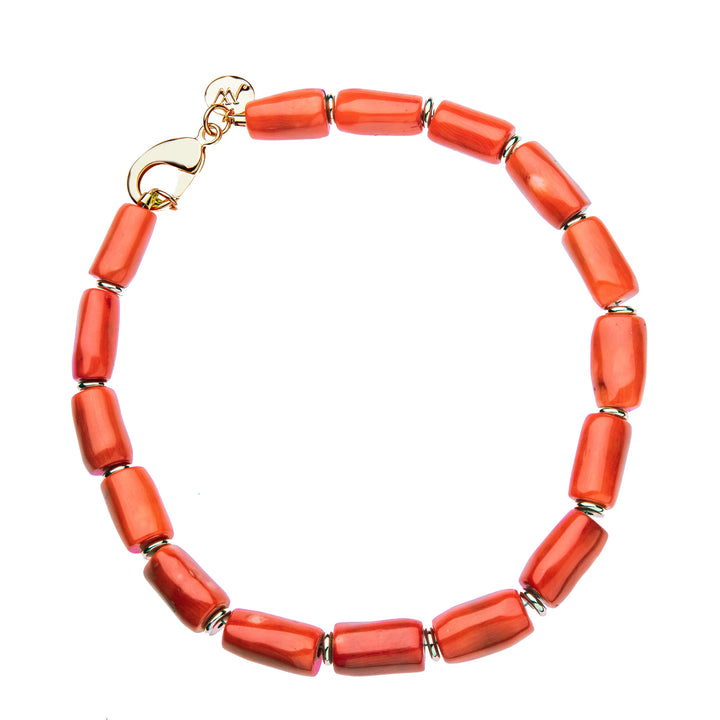 Coral Beaded Tube Necklace