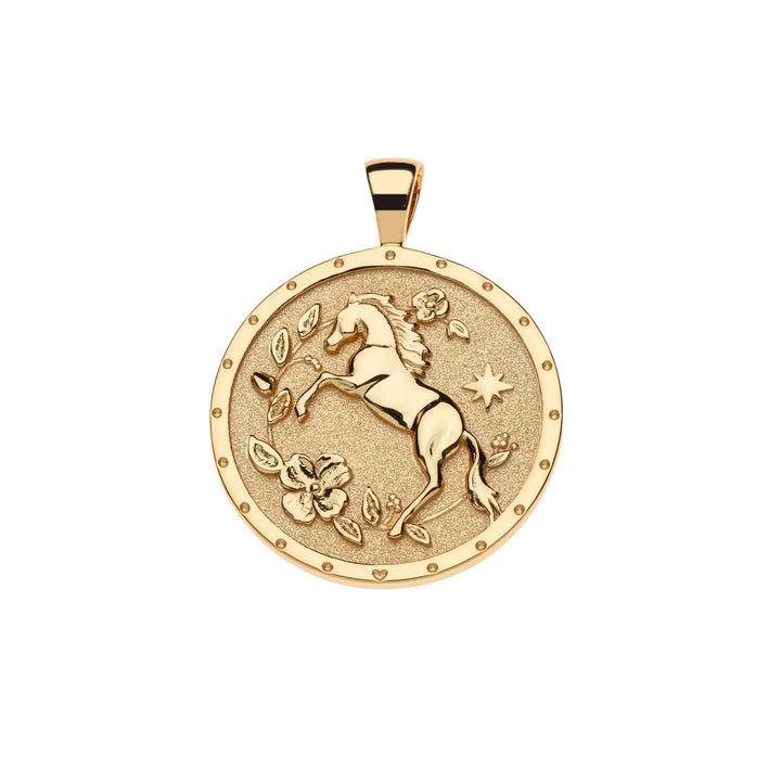 COURAGE Year of the Horse Pendant on 18" Drawn Link Chain