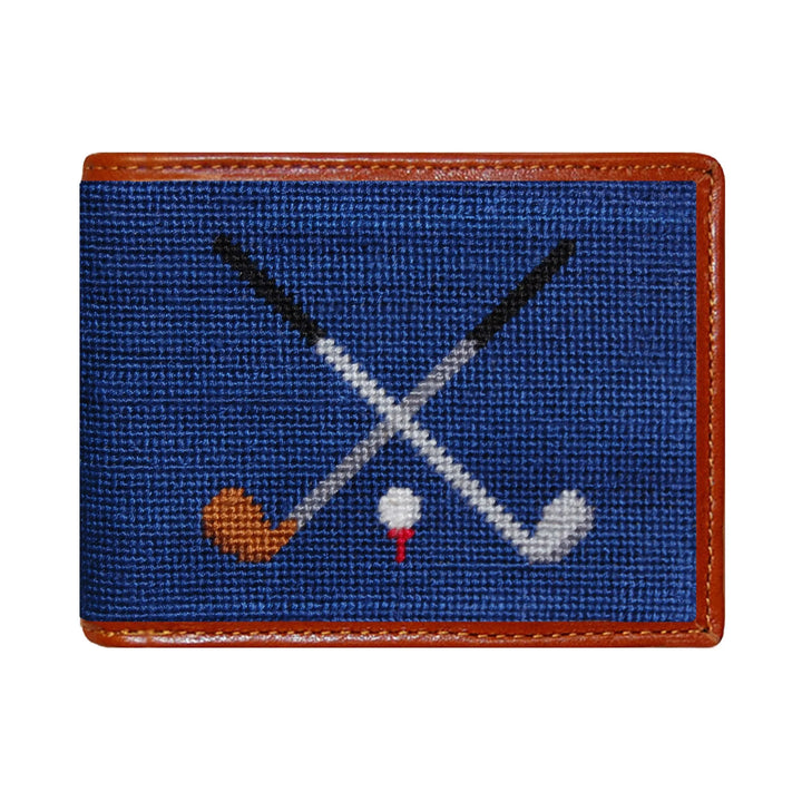 Needlepoint Bi-Fold Wallet | Crossed Clubs