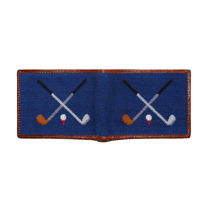 Needlepoint Bi-Fold Wallet | Crossed Clubs