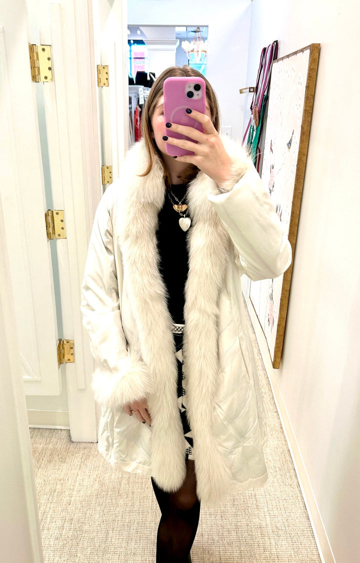 Linda Richards Luxury Fox Reversible Coat | White