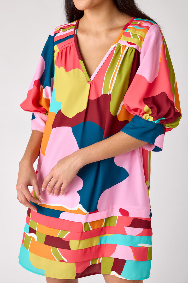 Elaine Dress | Block Poppy