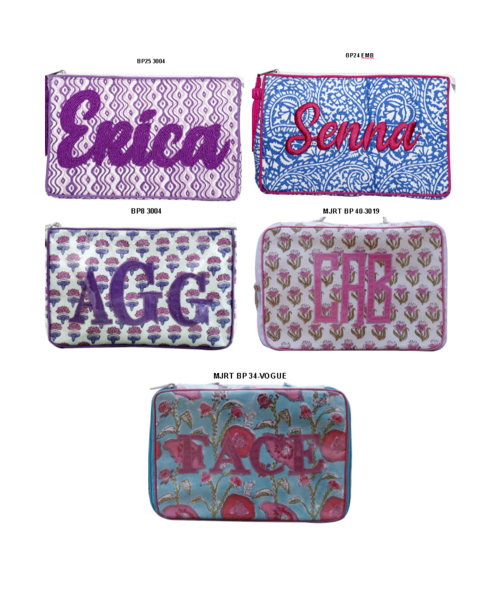 Assorted Personalized Cosmetic Bags | +Colors