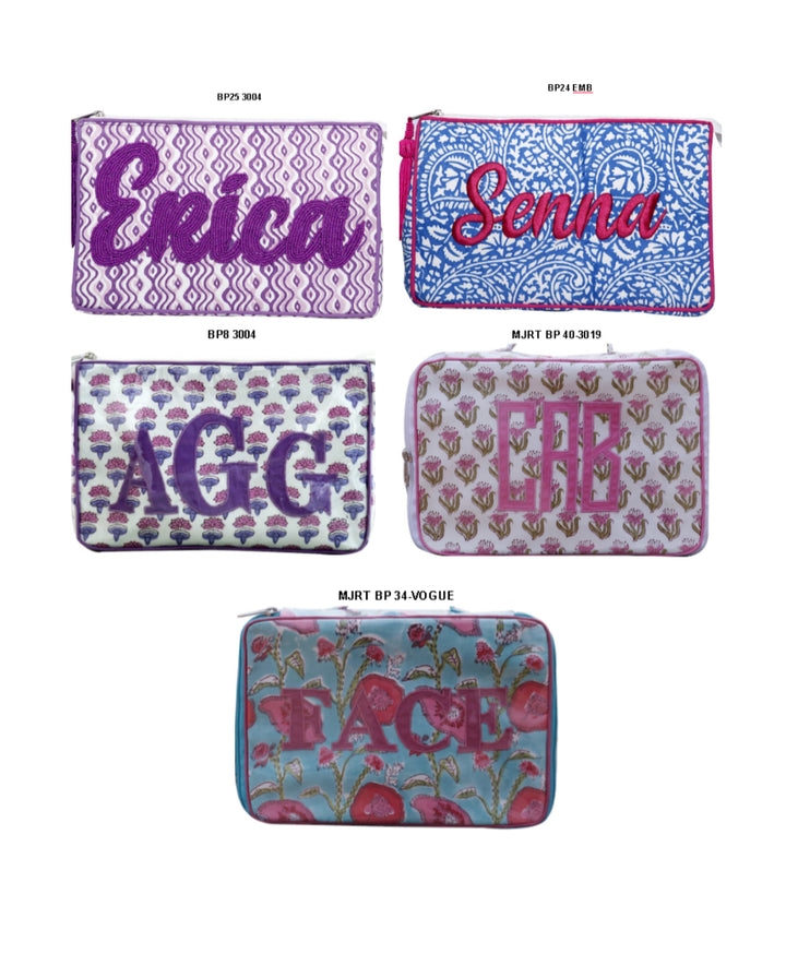 Assorted Personalized Cosmetic Bags | +Colors