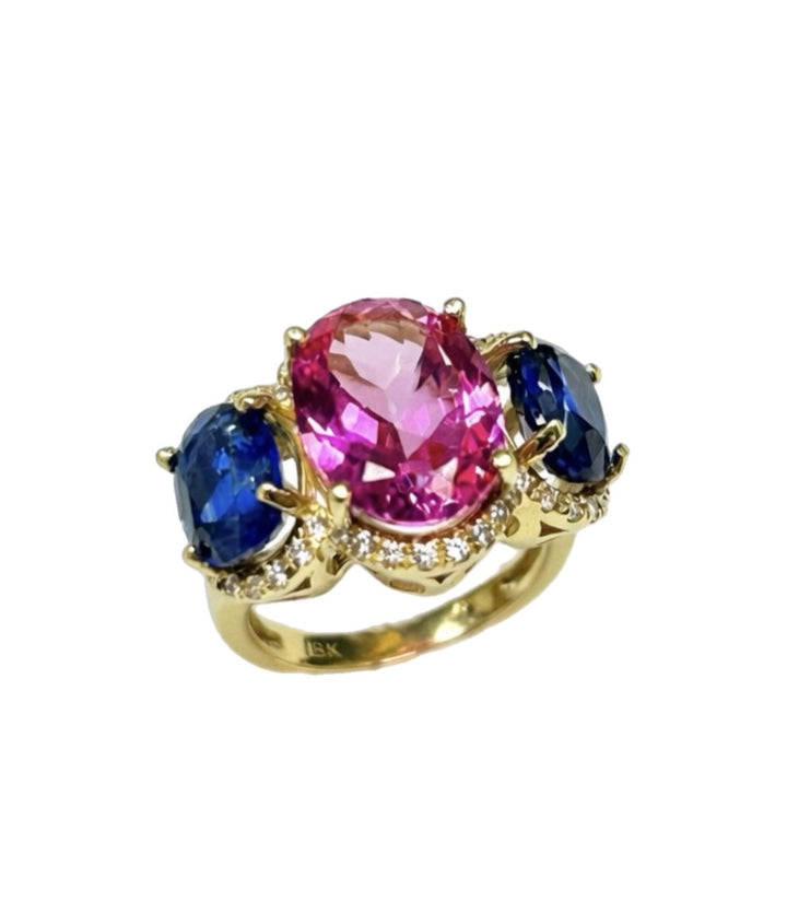 14kt Gold Ring with Pint Topaz & Kyanite with .46pts Dia RZ8191