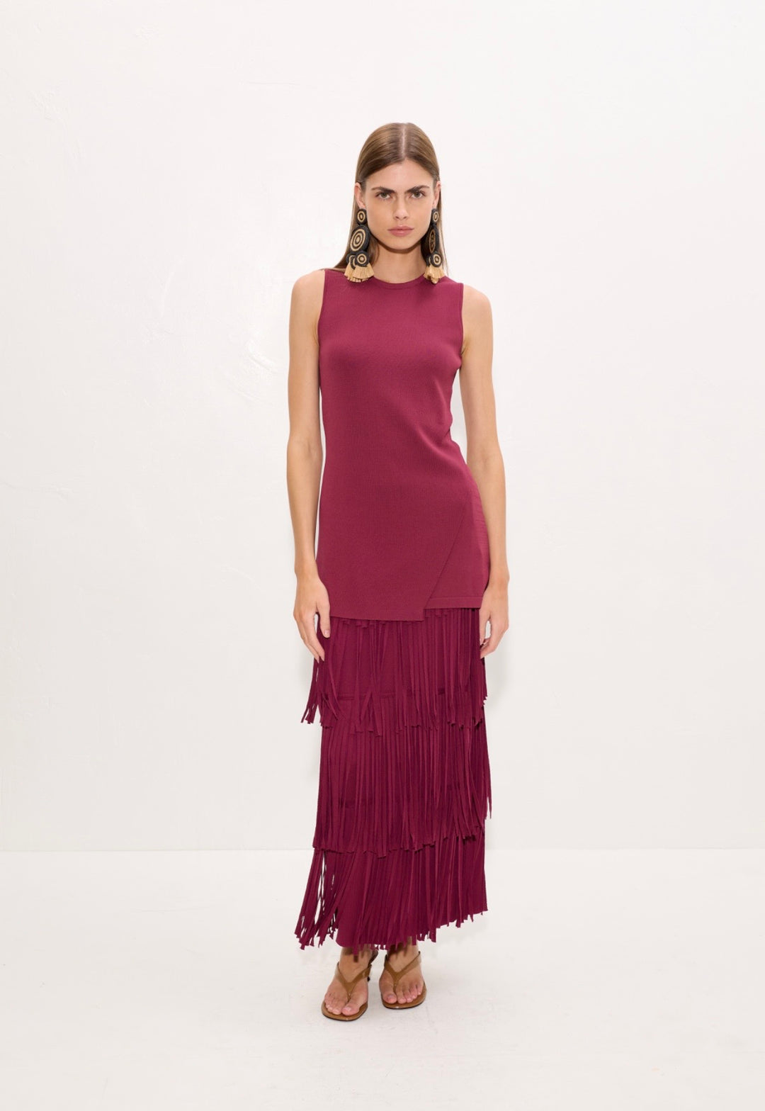 Za Za Knit Fringe Skirt | Pomegranate