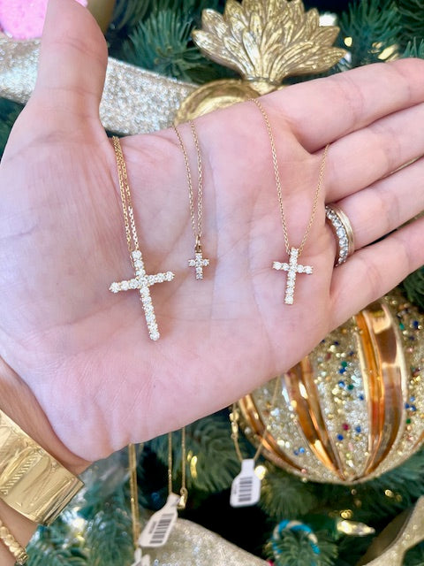 14 Karat Diamond Cross Necklace