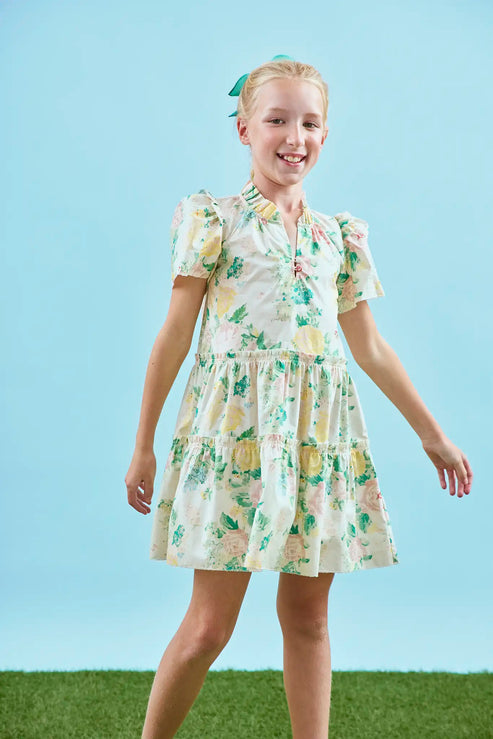 girls garden party dress KDFJPTH Flower Girls Dress Toddler Floral Sleeve Fairy Tale Dress Garden Party Puffed Sleeve Dress for Kids Dresses for Girls 6-9 Months, Girl's,