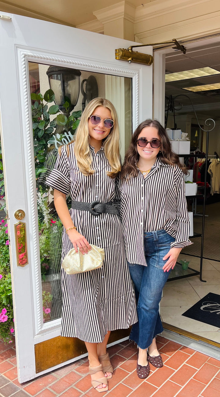 The Boyfriend Shirt | Ganache Pinstripe