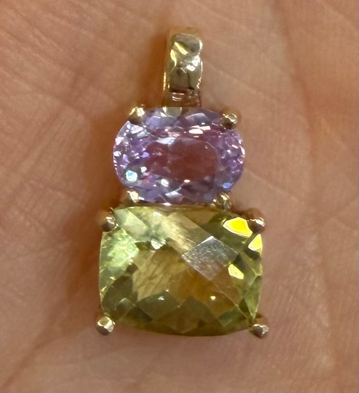 14kt Gold Pendant with 1.64ct Kunzite & 3.52ct Lemon Quartz PZ8241