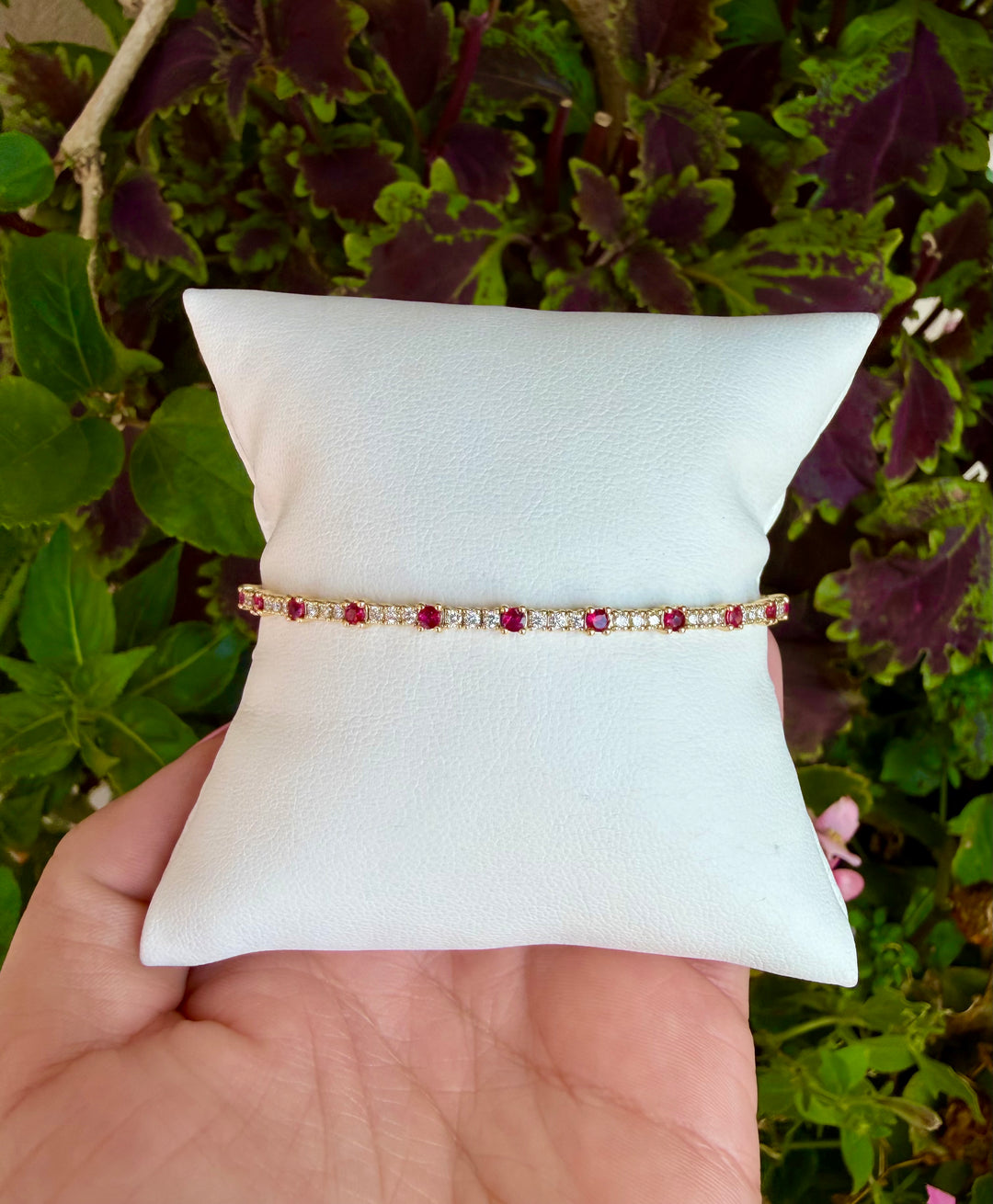 14kt .54cts Diamond & .77ct Ruby Flex Bracelet B5869
