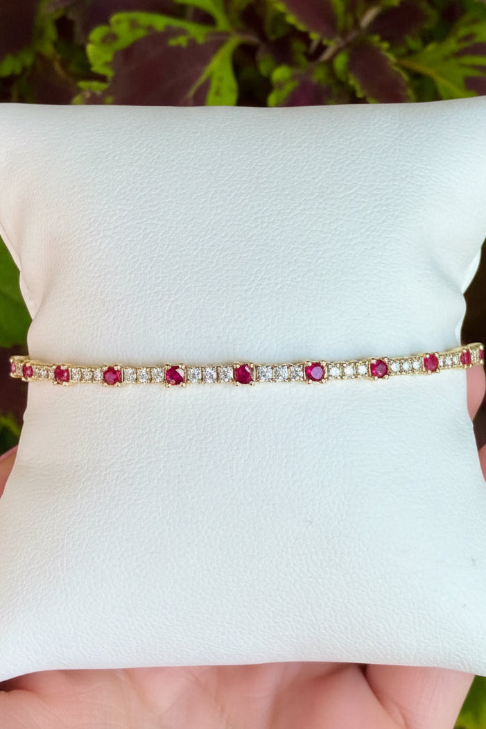 14kt .54cts Diamond & .77ct Ruby Flex Bracelet B5869