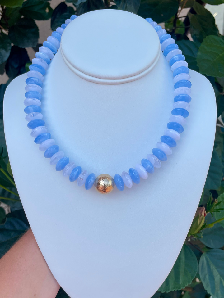 Rondelle Beaded Necklace | Light Blue