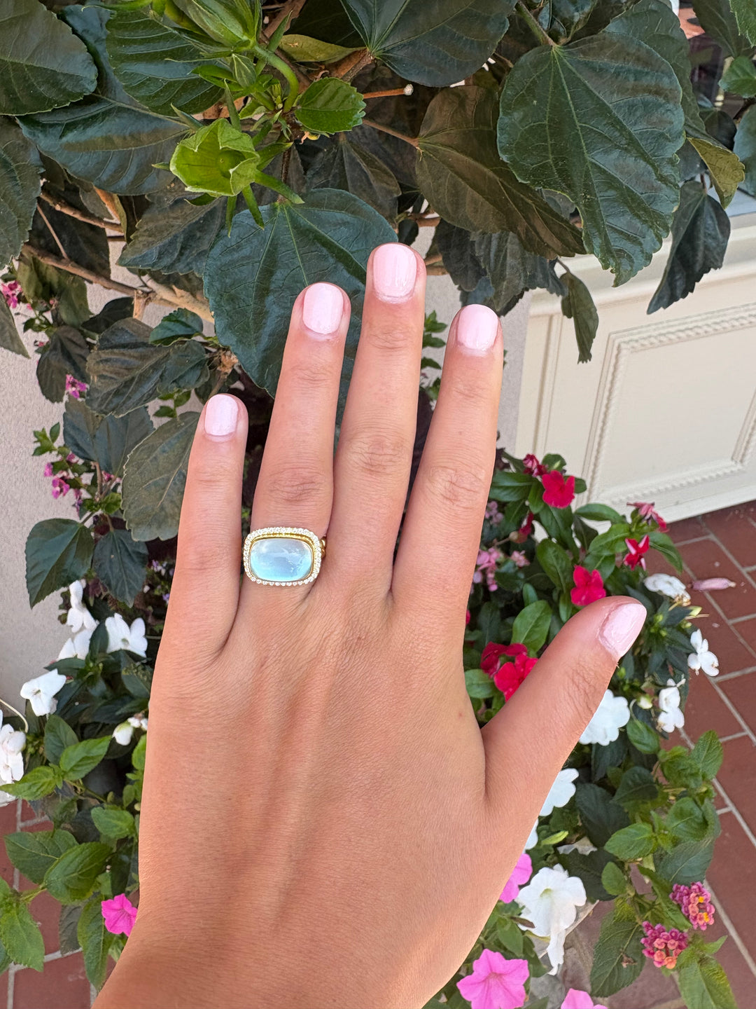 14kt Blue Topaz & .16ct Diamond Ring R17578DMS