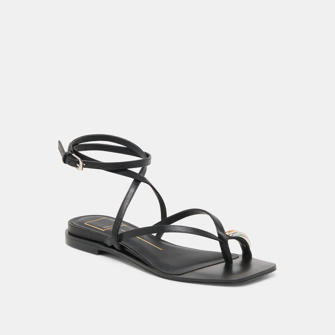 Tyrice Sandal | Black Leather