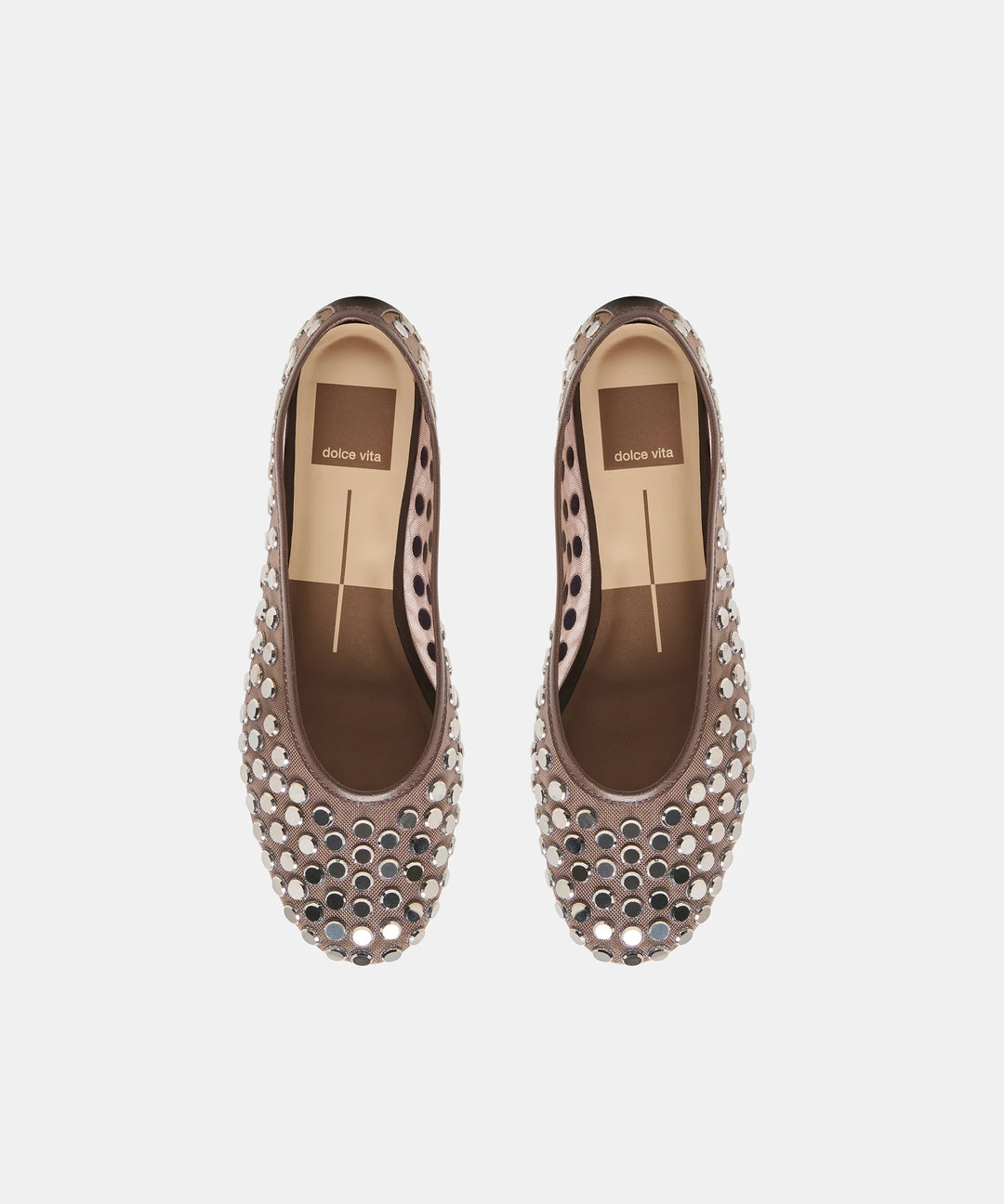 Calia Stud Ballet Flat | Dark Brown Mesh