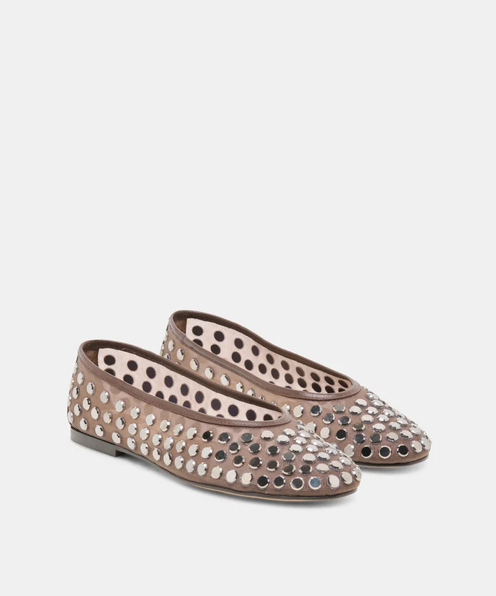 Calia Stud Ballet Flat | Dark Brown Mesh