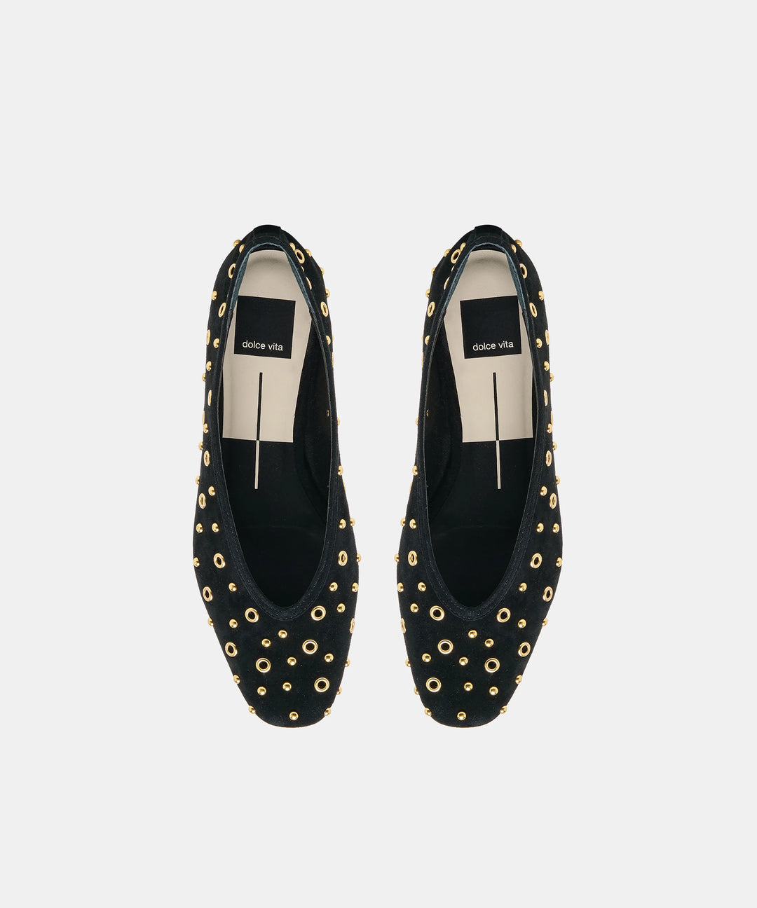 Caret Stud Ballet Flats | Onyx Suede