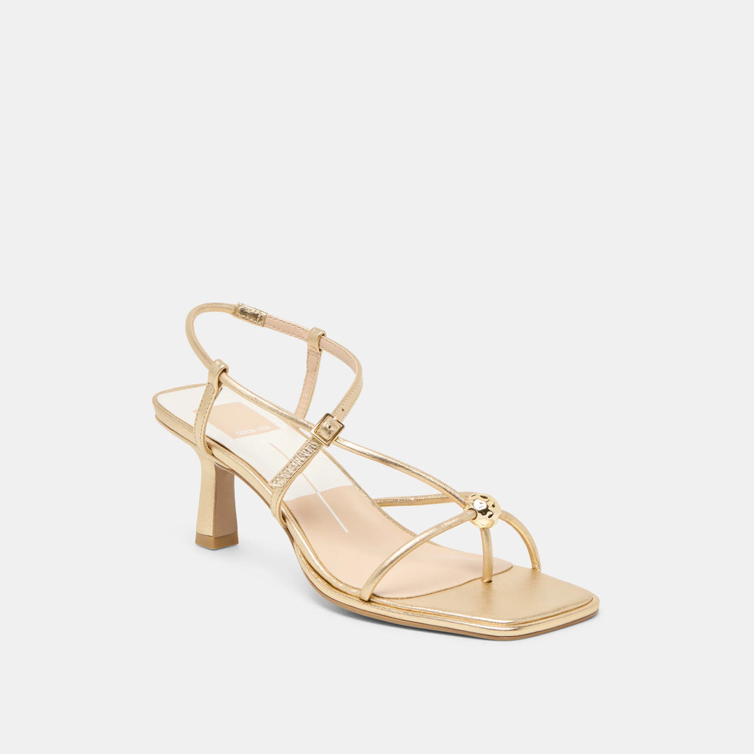 Mylee Heels | Gold Distressed Leather