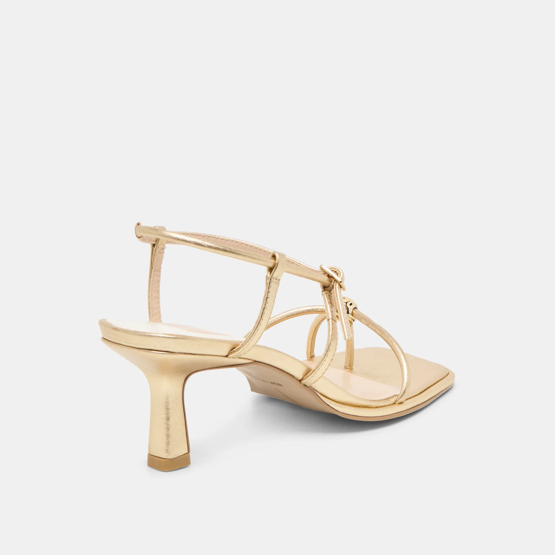 Mylee Heels | Gold Distressed Leather