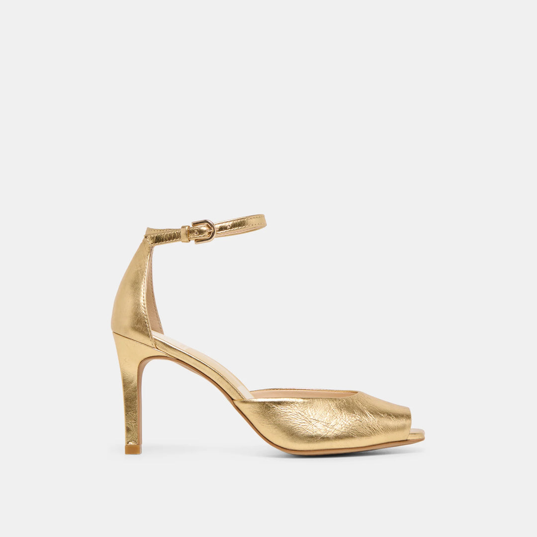 Serlo Heels | Gold Crinkle Patent