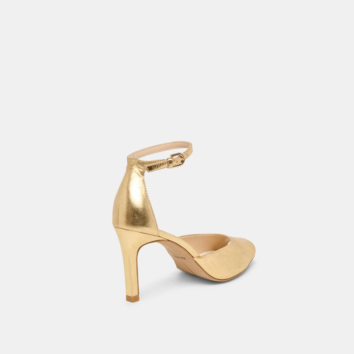 Serlo Heels | Gold Crinkle Patent