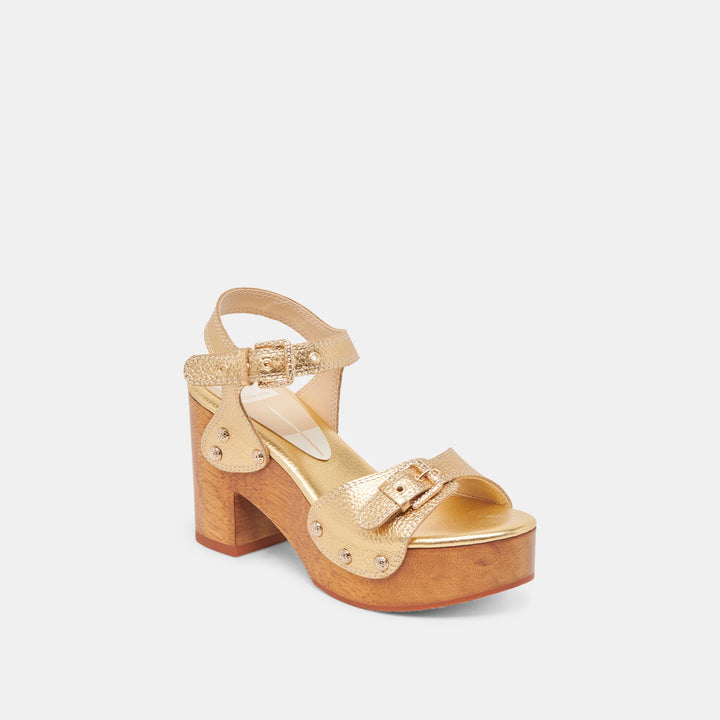 Yandy Heels | Gold Leather