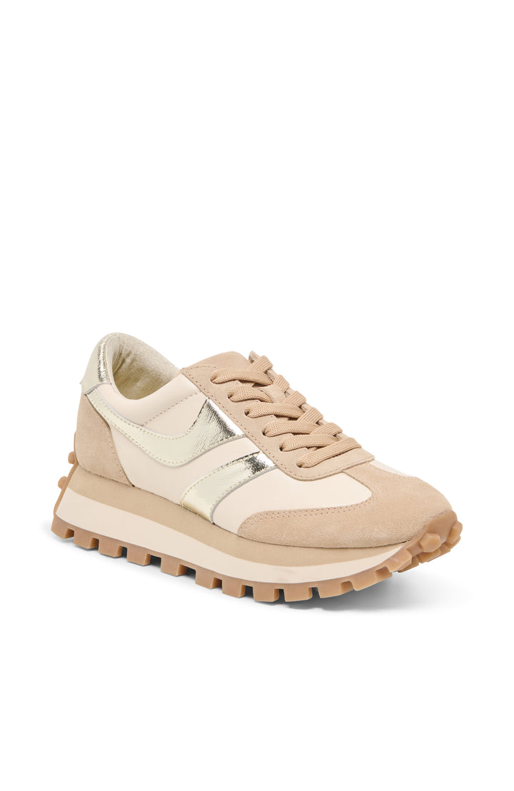 Tresa Sneaker | White/Gold Suede