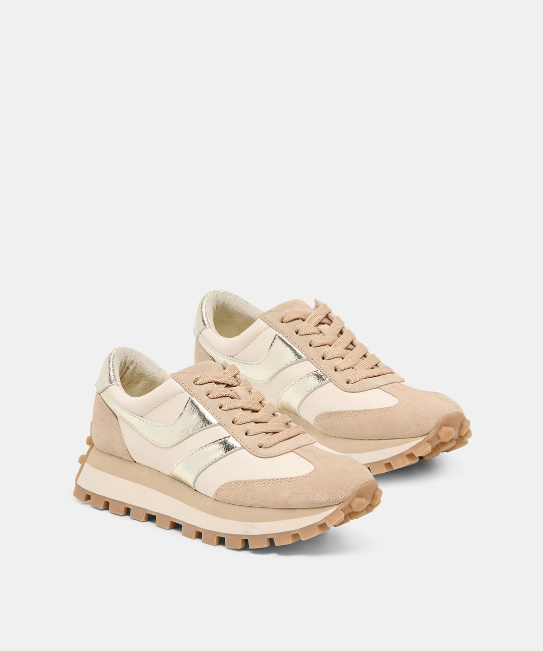 Tresa Sneaker | White/Gold Suede