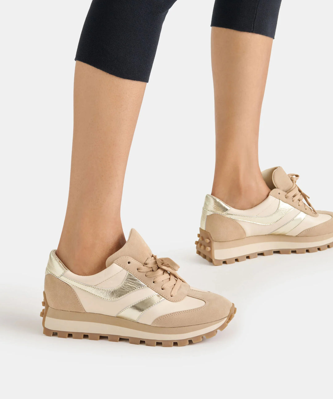 Tresa Sneaker | White/Gold Suede