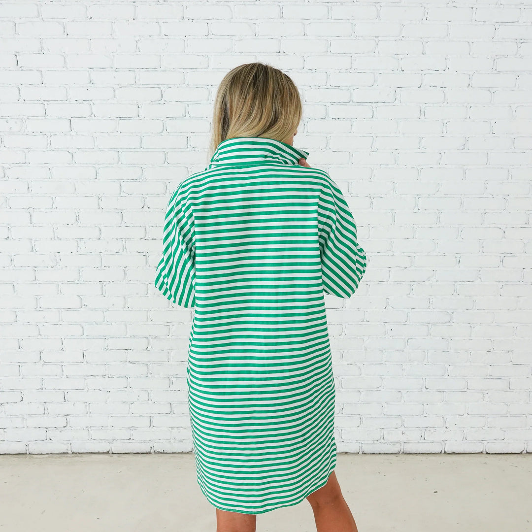 Betsy Dress | Green Stripe