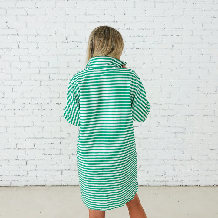 Betsy Dress | Green Stripe