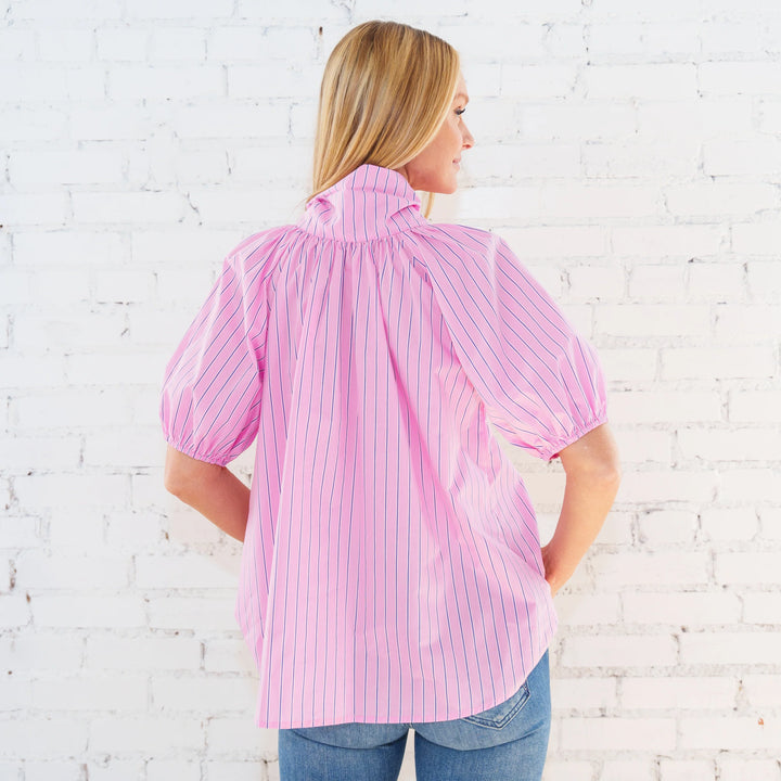 Ryan Bow Top | Pink Stripe