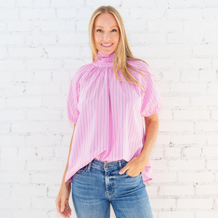 Ryan Bow Top | Pink Stripe