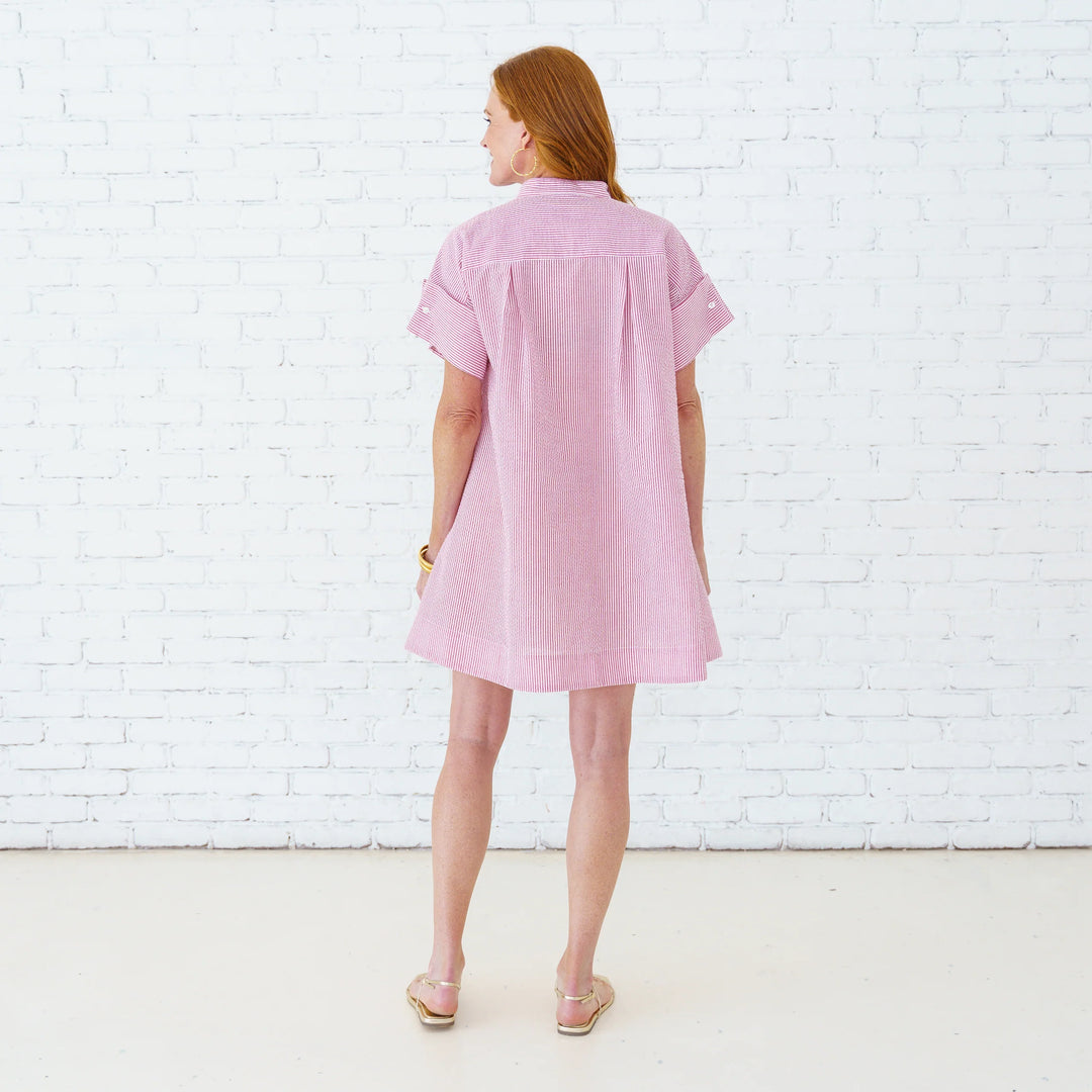 Margo Seersucker Dress | Red
