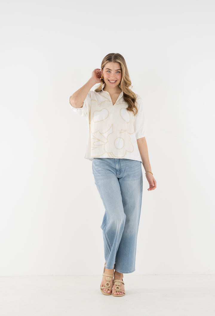 Poppy Top | Beige Bloom
