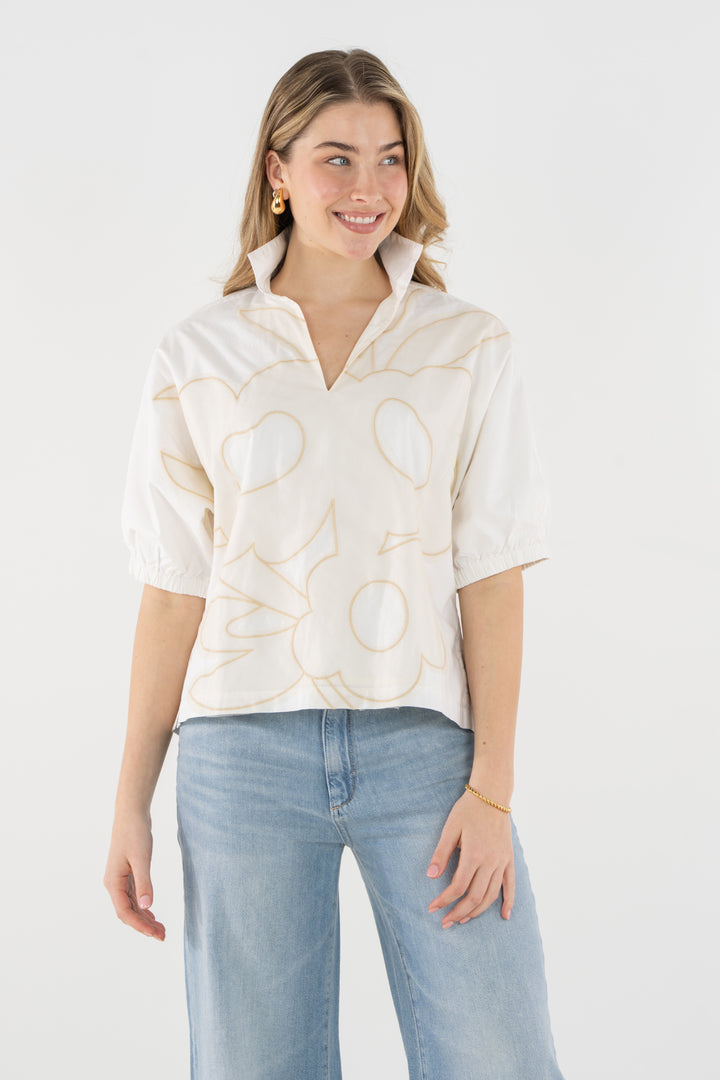Poppy Top | Beige Bloom
