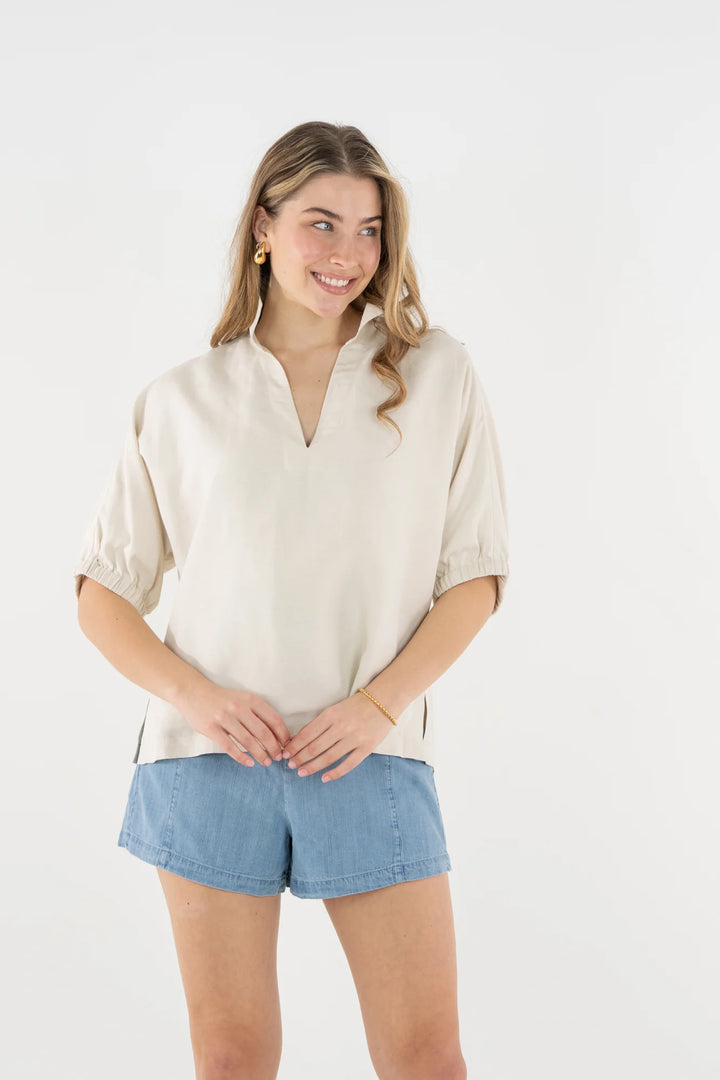 Poppy Top | Sandshell Linen