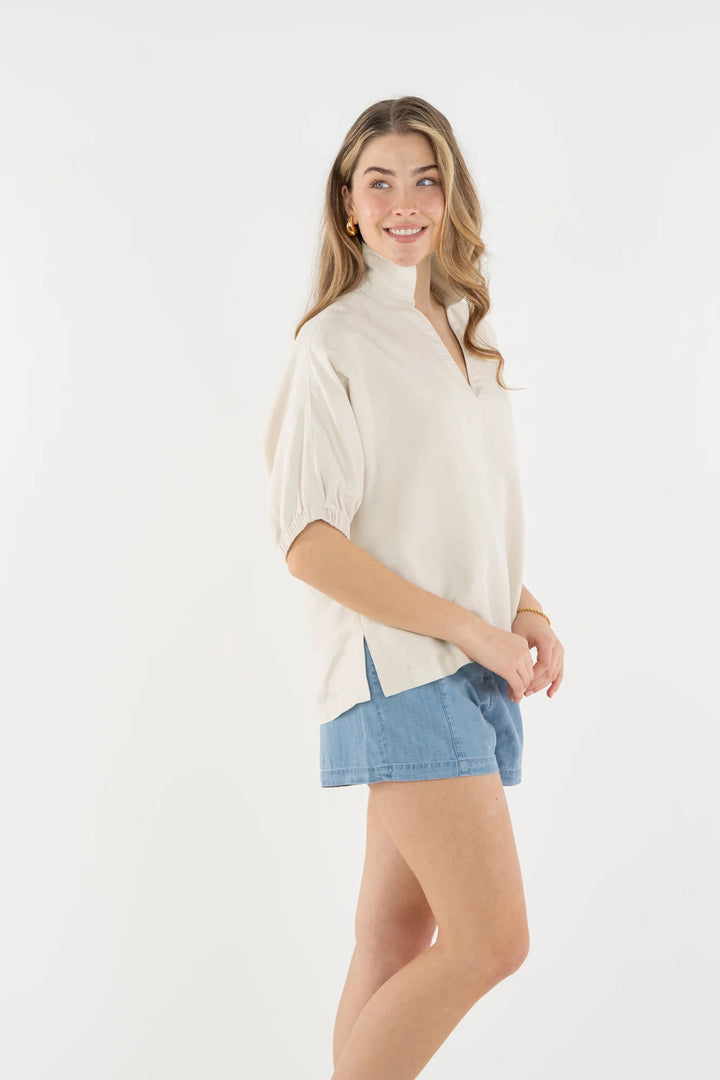 Poppy Top | Sandshell Linen
