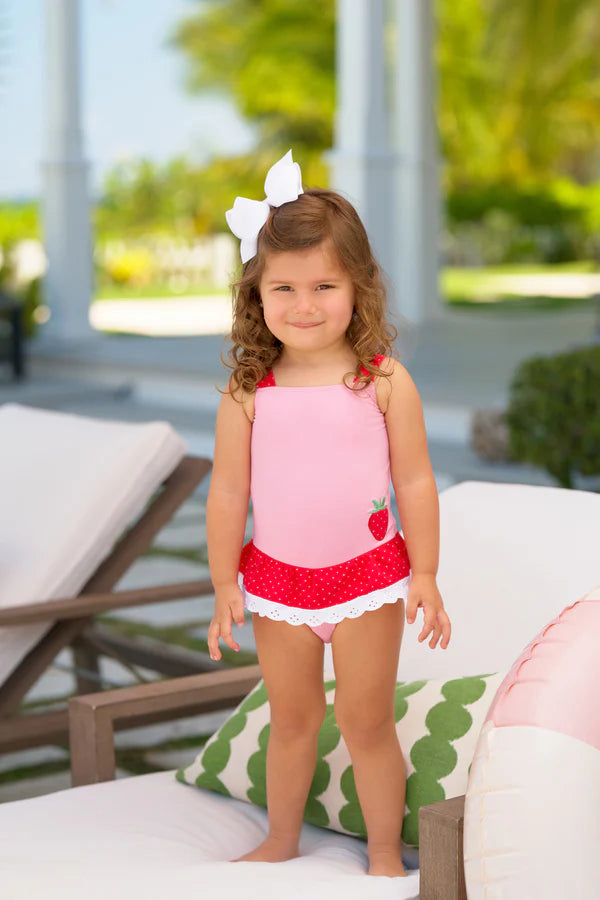 Grace Bay Bathing Suit | Hamptons Hot Pink & Richmond Red with Strawberry