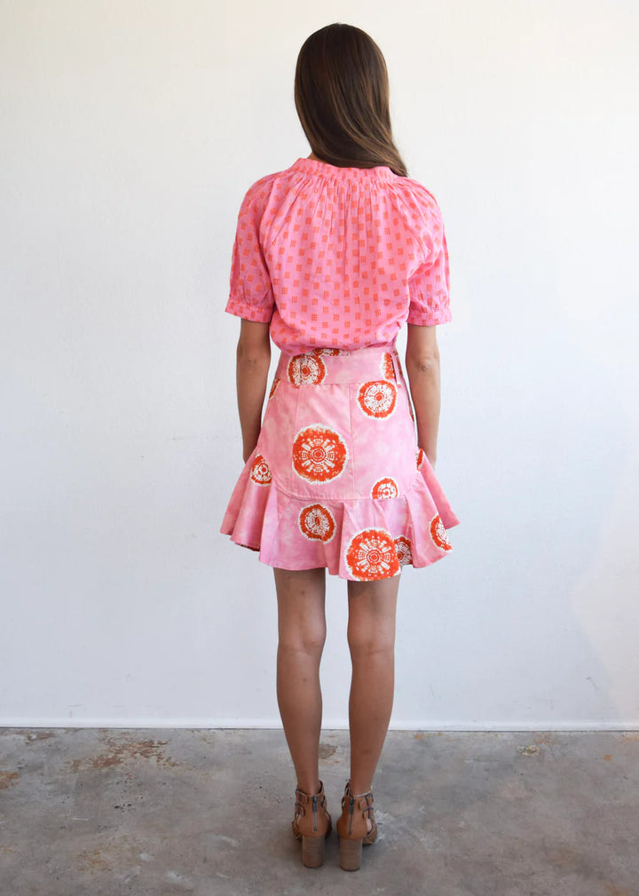 Never A Wallflower Prairie Mini Skirt | Pink and Orange Tie Dye