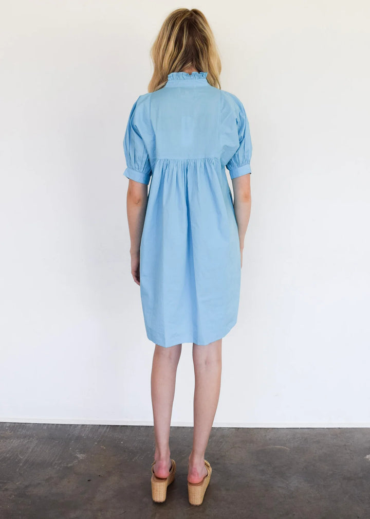 Never A Wallflower High Neck Dress | Air Blue Poplin