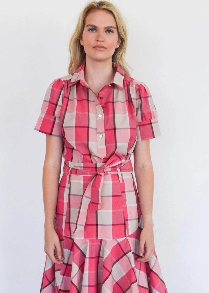 Never A Wallflower Everything Short Sleeve Top | Pink Plaid