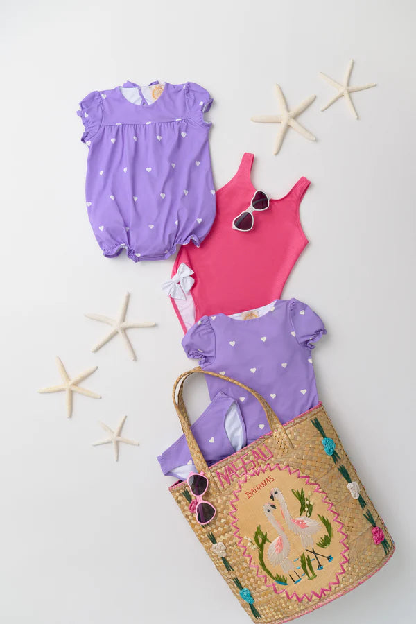 Short Sleeve Snorkel Tour Tankini | Heart Eyes Purple
