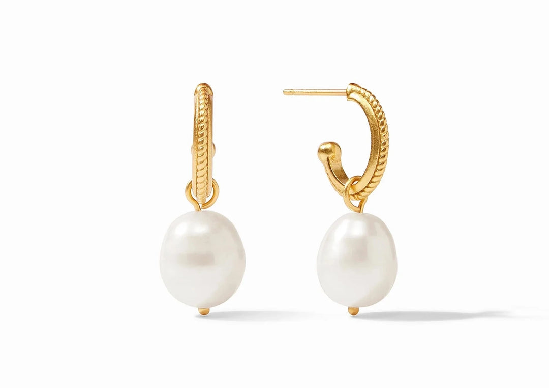 Julie Vos Delphine Pearl Hoop and Charm Earring