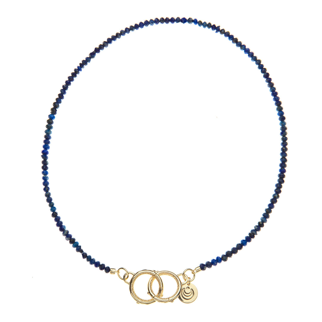 Diamond Cut Beaded Lariat Necklace | Lapis