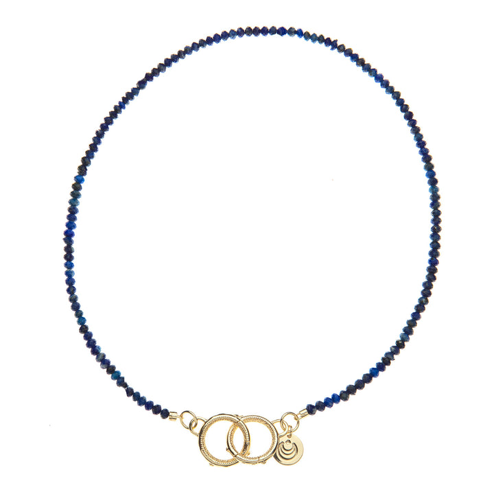 Diamond Cut Beaded Lariat Necklace | Lapis