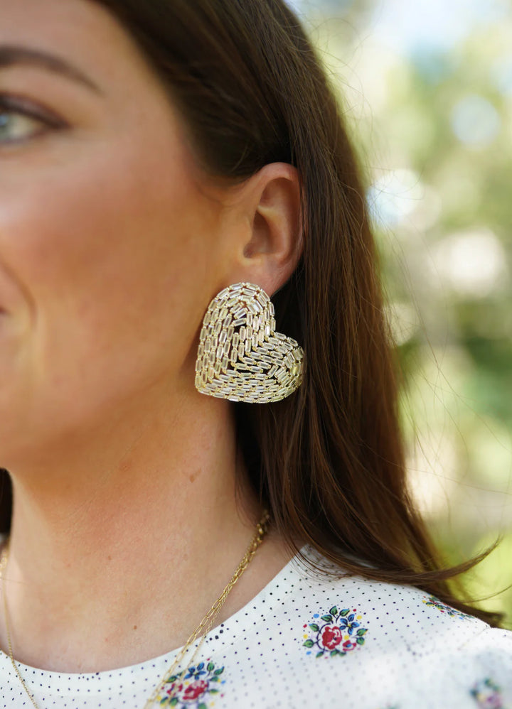 Nicola Bathie Embellished Heart Earrings