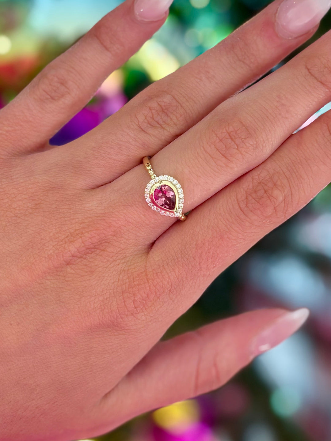 14kt Pink Tourmaline & Diamond Ring
